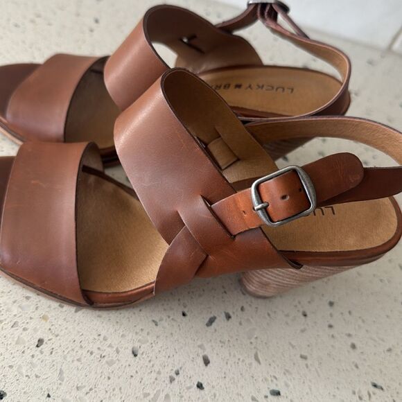 Lucky Brand Veneesha Women's Brown Leather Strappy Cone Heel Sandals Boho Size 5 - Picture 12 of 12